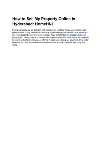 How to Sell My Property Online in Hyderabad_ HomeHNI