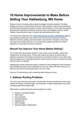 10 Home Improvements to Make Before Selling Your Hattiesburg, MS Home