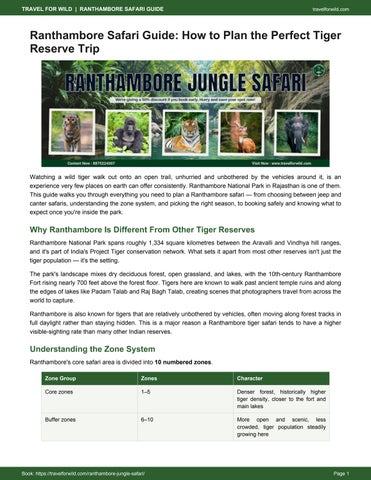 Ranthambore Safari Guide: Zones, Timing & Booking Tips