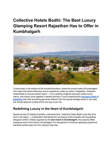 The Best Luxury Glamping Resort Rajasthan Has to Offer in Kumbhalgarh