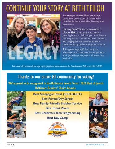 Beth Tfiloh Dahan Community School & Congregation 灯饰目录 · Bulletin Fall 2026 - pages 第 21 页