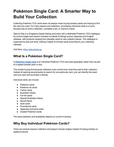 Pokémon Single Card_ A Smarter Way to Build Your Collection