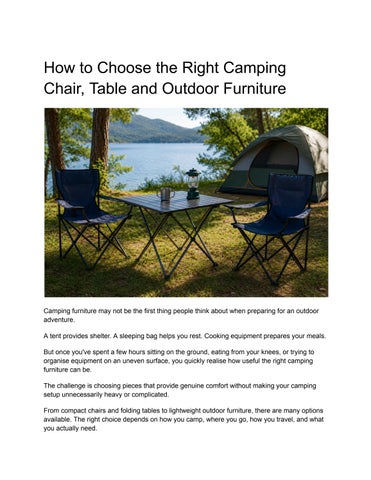 How to Choose the Right Camping Chair, Table and Outdoor Furniture