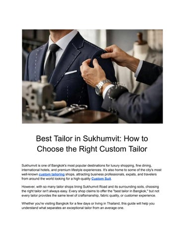 Best Tailor in Sukhumvit_ How to Choose the Right Custom Tailor