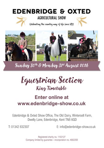 Equestrian Timetable, Edenbridge & Oxted Show 2026