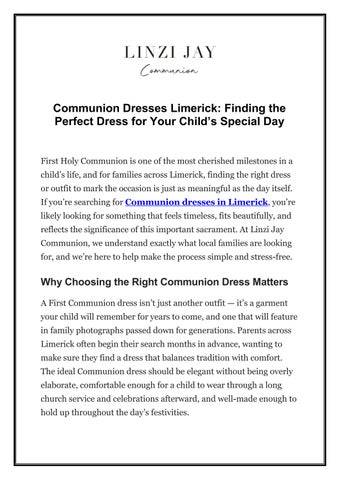 Communion Dresses Limerick: Finding the Perfect Dress for Your Child’s Special Day