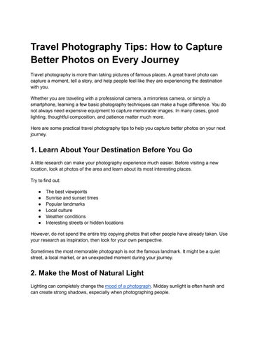 Travel Photography Tips: How to Capture Better Photos on Every Journey