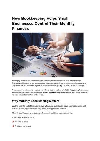 How Bookkeeping Helps Small Businesses Control Their Monthly Finances