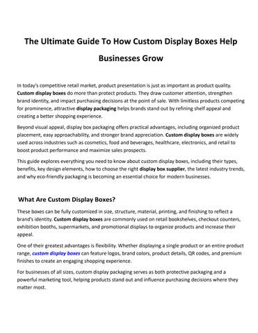 The Ultimate Guide To How Custom Display Boxes Help Businesses Grow