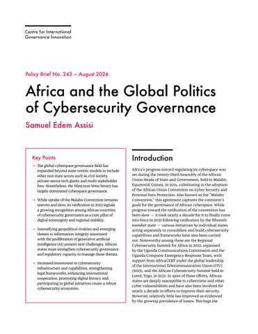 Africa and the Global Politics of Cybersecurity Governance