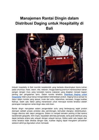 Manajemen Rantai Dingin dalam Distribusi Daging untuk Hospitality di Bali