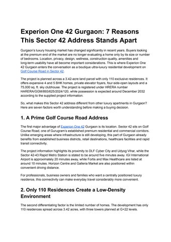 Experion One 42 Gurgaon_ 7 Reasons This Sector 42 Address Stands Apart