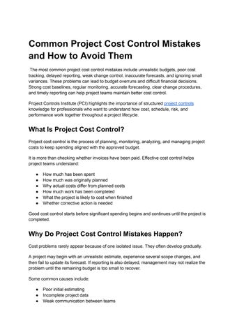 Common Project Cost Control Mistakes and How to Avoid Them
