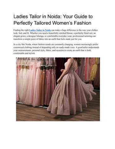 Ladies Tailor in Noida_ Your Guide to Perfectly Tailored Women’s Fashion