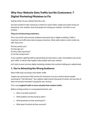Why Your Website Gets Traffic but No Customers 1