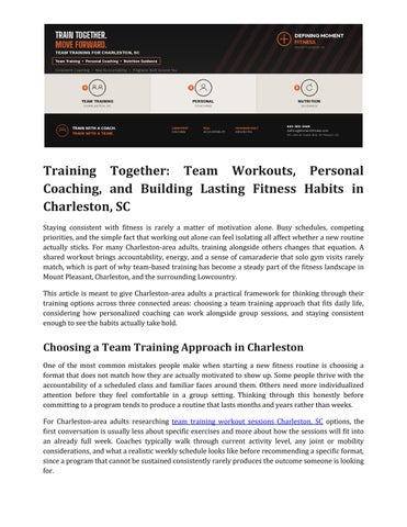 Team Training Workout Sessions Charleston SC For Stronger Groups