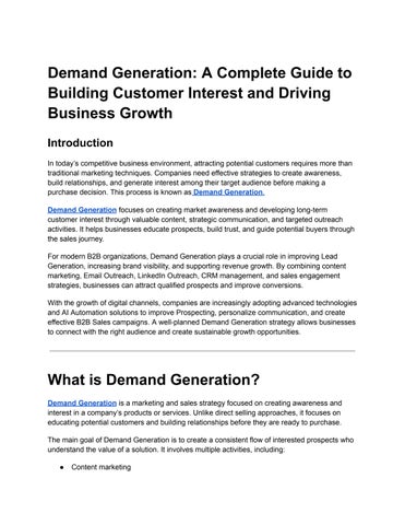 Demand Generation