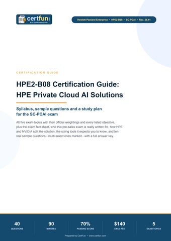 HPE2-B08 Certification Guide: HPE Private Cloud AI Solutions - Syllabus, Sample Questions and Study 