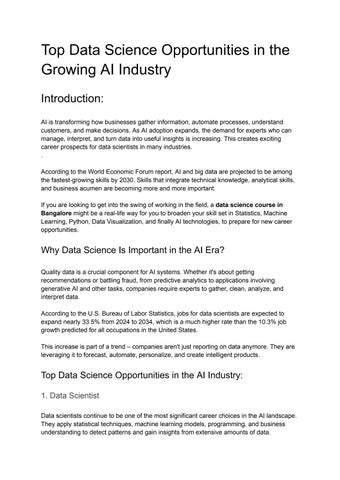 Top Data Science Opportunities in the Growing AI Industry