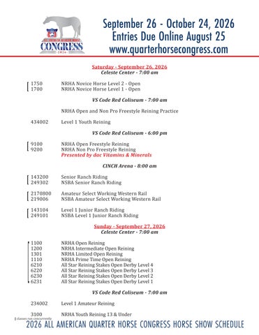 Tentative 2026 Congress Schedule