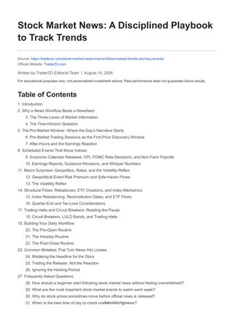 Stock Market News A Disciplined Playbook to Track Trends