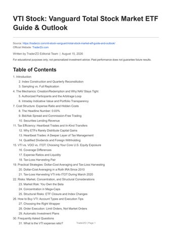 VTI Stock Vanguard Total Stock Market ETF Guide & Outlook