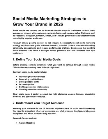Social Media Marketing Strategies 2026