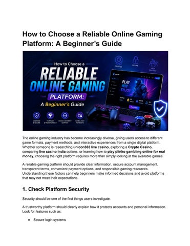 How to Choose a Reliable Online Gaming Platform_ A Beginner’s Guide