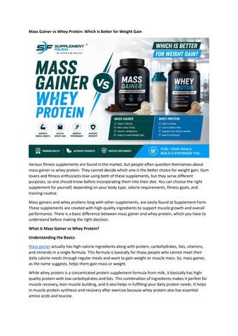 Mass Gainer vs Whey Protein: Which Is Better for Weight Gain