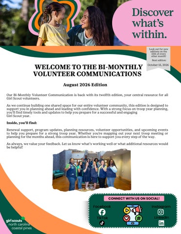 Bi-Monthly Volunteer Communication August 2026
