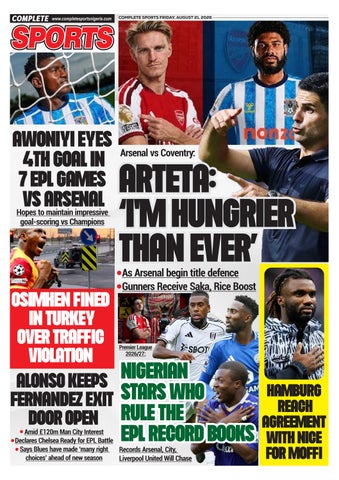 COMPLETE SPORTS - FRIDAY, AUG 21, 2026