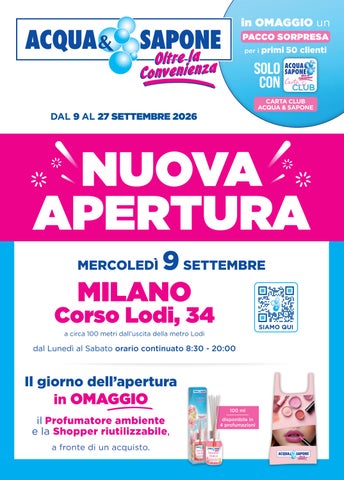 Volantino Acqua e Sapone nuova apertura Milano 18
