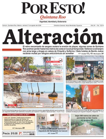 PORTADA POR ESTO CANCUN, VIERNES 21 DE AGOSTO DE 2026