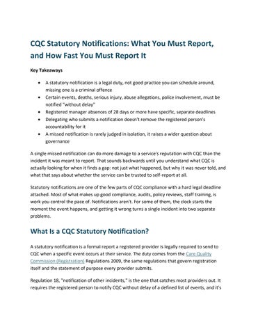 CQC Statutory Notifications