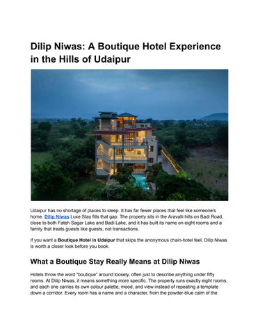 A Boutique Hotel Experience in the Hills of Udaipur