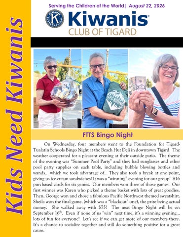 August 22, 2026 Newsletter