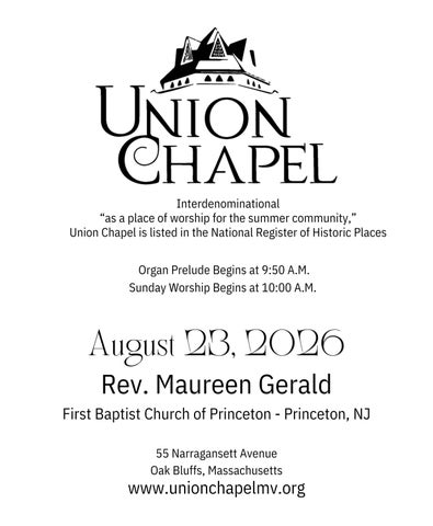 Union Chapel Bulletin Aug 23 26 - Rev. Maureen Gerald