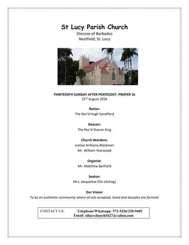 23 August 2026 - Order of Eucharist - Thirteenth Sunday After Pentecost