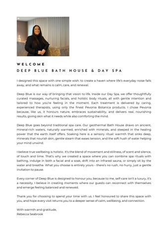 Deep Blue Bath House & Day Spa Treatment Menu 