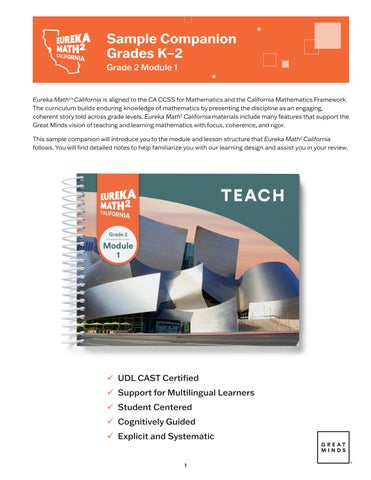 Eureka Math² California Sample Companion Grades K-2