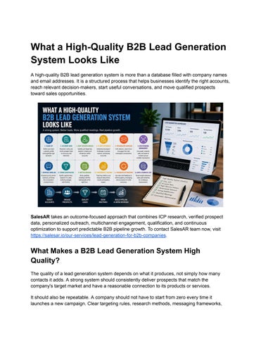 What a High-Quality B2B Lead Generation System Looks Like