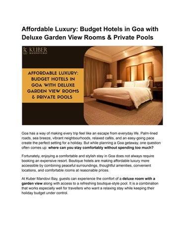 Affordable Luxury Budget Hotels in Goa with Deluxe Garden View Rooms & Private Pools