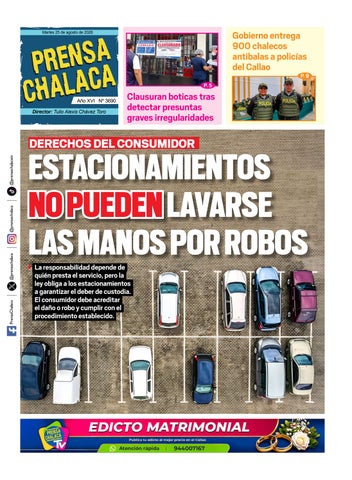DIARIO PCH 25-08-2026 ESTACIONAMIENTOS NO PUEDEN LAVARSE LAS MANOS POR ROBOS