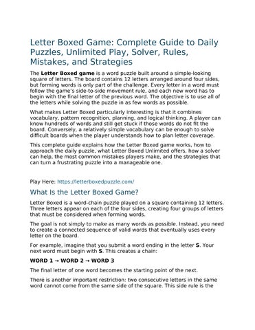 Letterbox NYT Today - Daily & Unlimited Challenge Breakdown