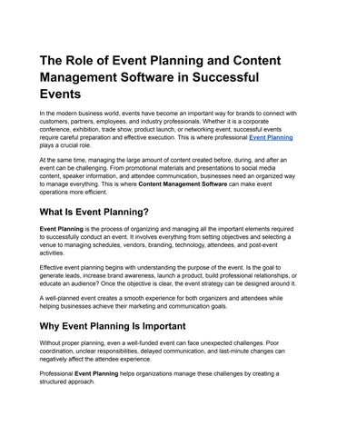 The Role of Event Planning and Content Management Software in Successful Events