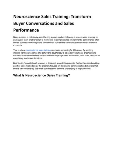 Neuroscience Sales Training
