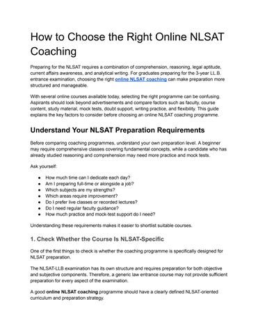 How to Choose the Right Online NLSAT Coaching 