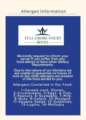 Tullamore Court Allergen Information