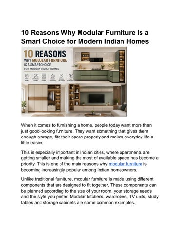 10 Reasons Why Modular Furniture Is a Smart Choice for Modern Indian Homes