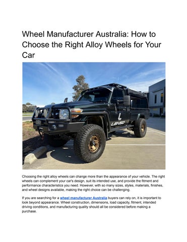 Wheel Manufacturer Australia_ How to Choose the Right Alloy Wheels for Your Car